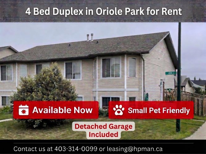 Duplex For Rent 6188 Orr Drive, Red Deer, 4 Bedroom, 2 Bathroom